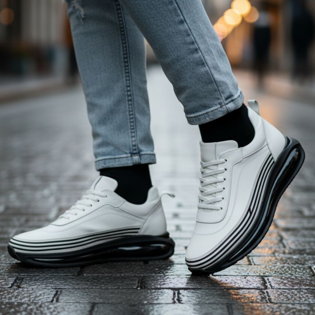 1088 Beyaz Cilt Hakiki Deri Erkek Sneakers