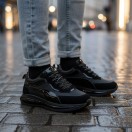 1102 Siyah Rugan Hakiki Deri Erkek Sneakers