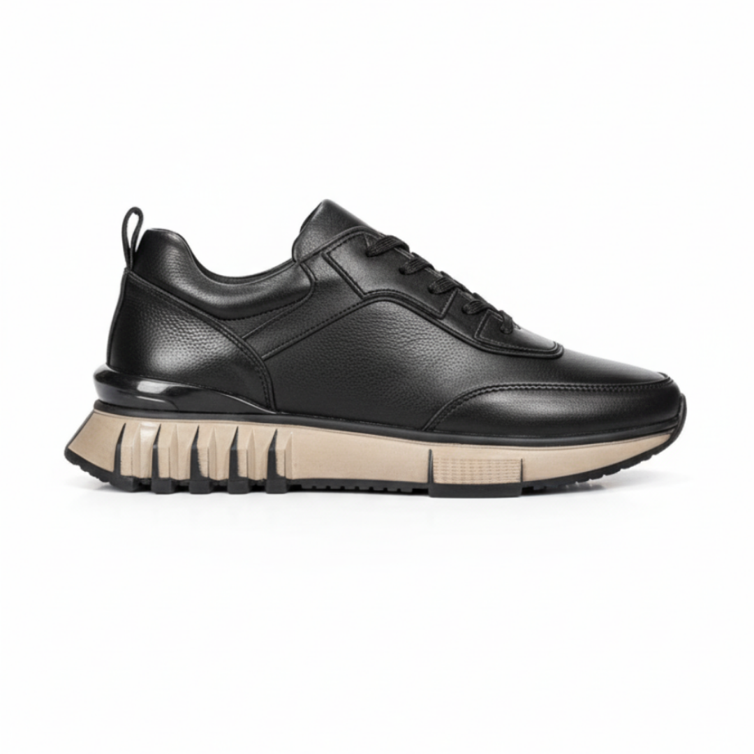 1029 Siyah Cilt Hakiki Deri Erkek Sneakers