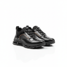 1108 Siyah Rugan Detaylı Hakiki Deri Erkek Sneakers