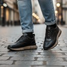 1029 Siyah Cilt Hakiki Deri Erkek Sneakers