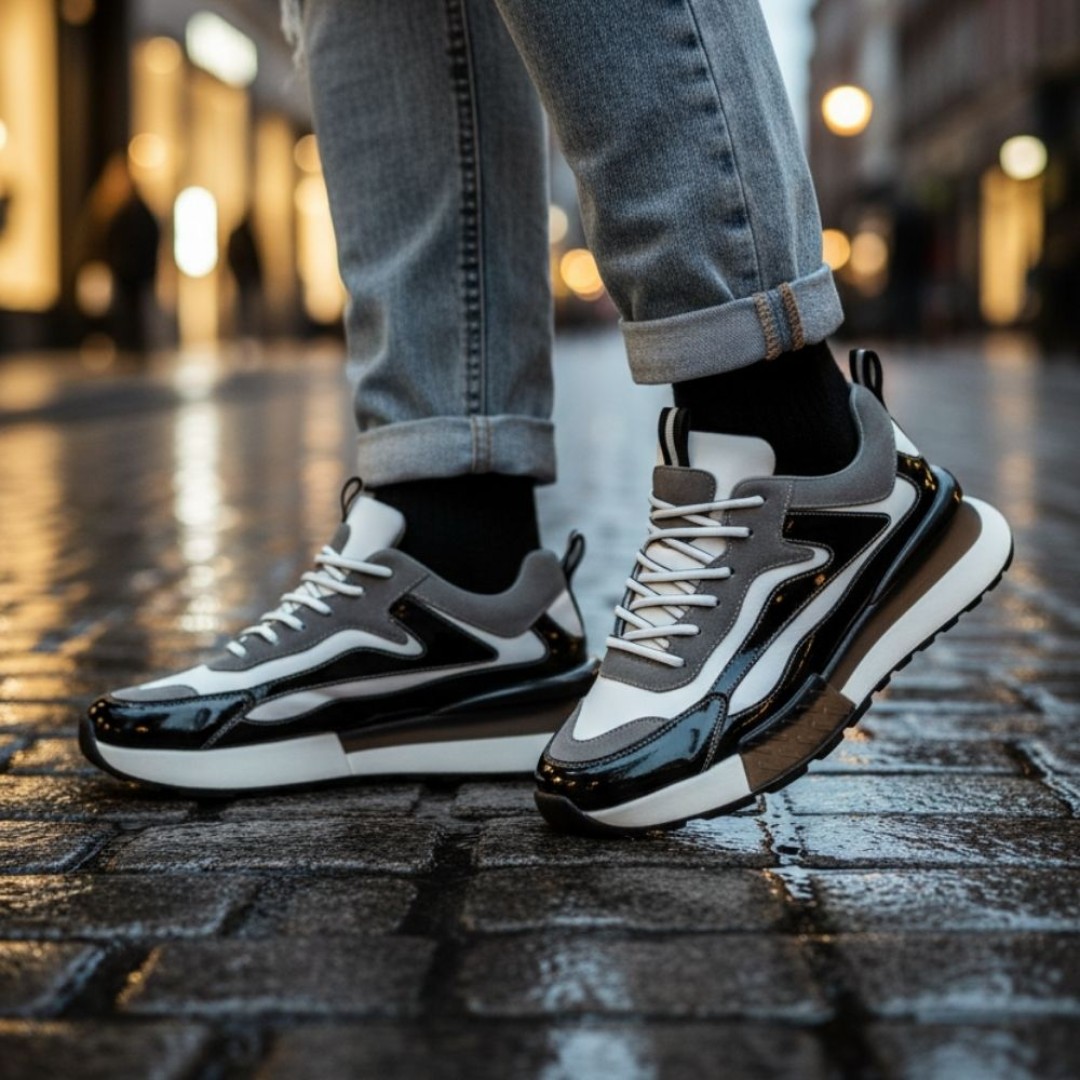 1099 Siyah Füme Hakiki Deri Erkek Sneakers