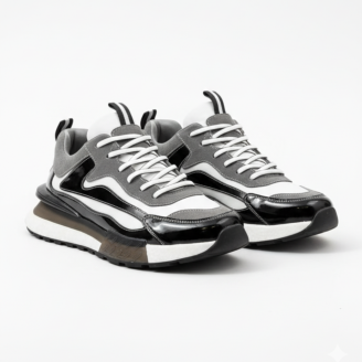 1099 Siyah Füme Hakiki Deri Erkek Sneakers