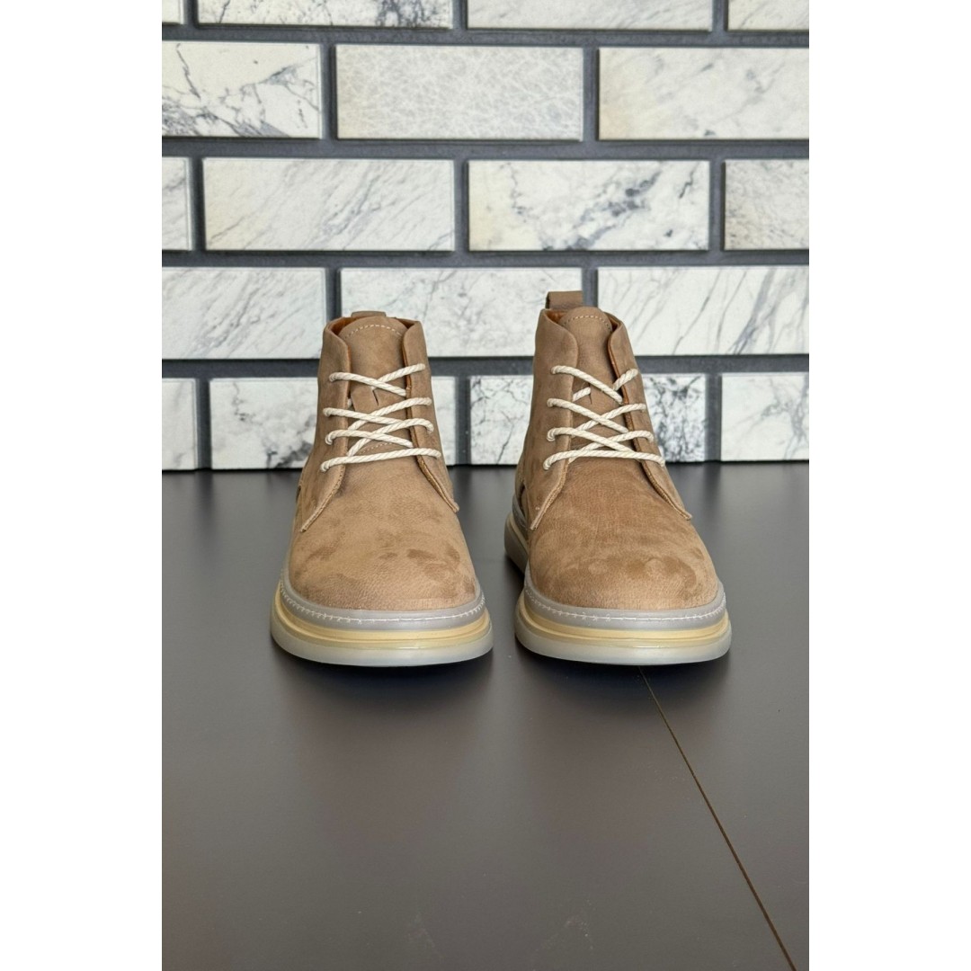 10600 Bej Nubuk Hakiki Deri Erkek Bot