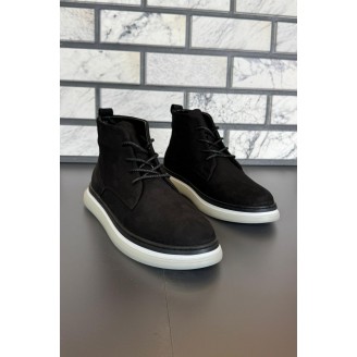 10600 Siyah Nubuk Hakiki Deri Erkek Bot