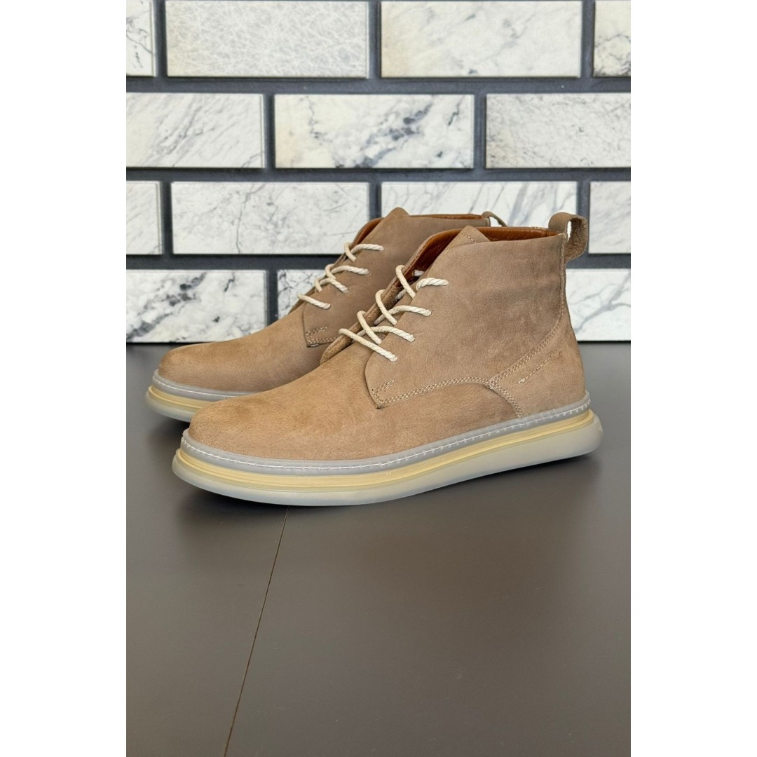 10600 Bej Nubuk Hakiki Deri Erkek Bot