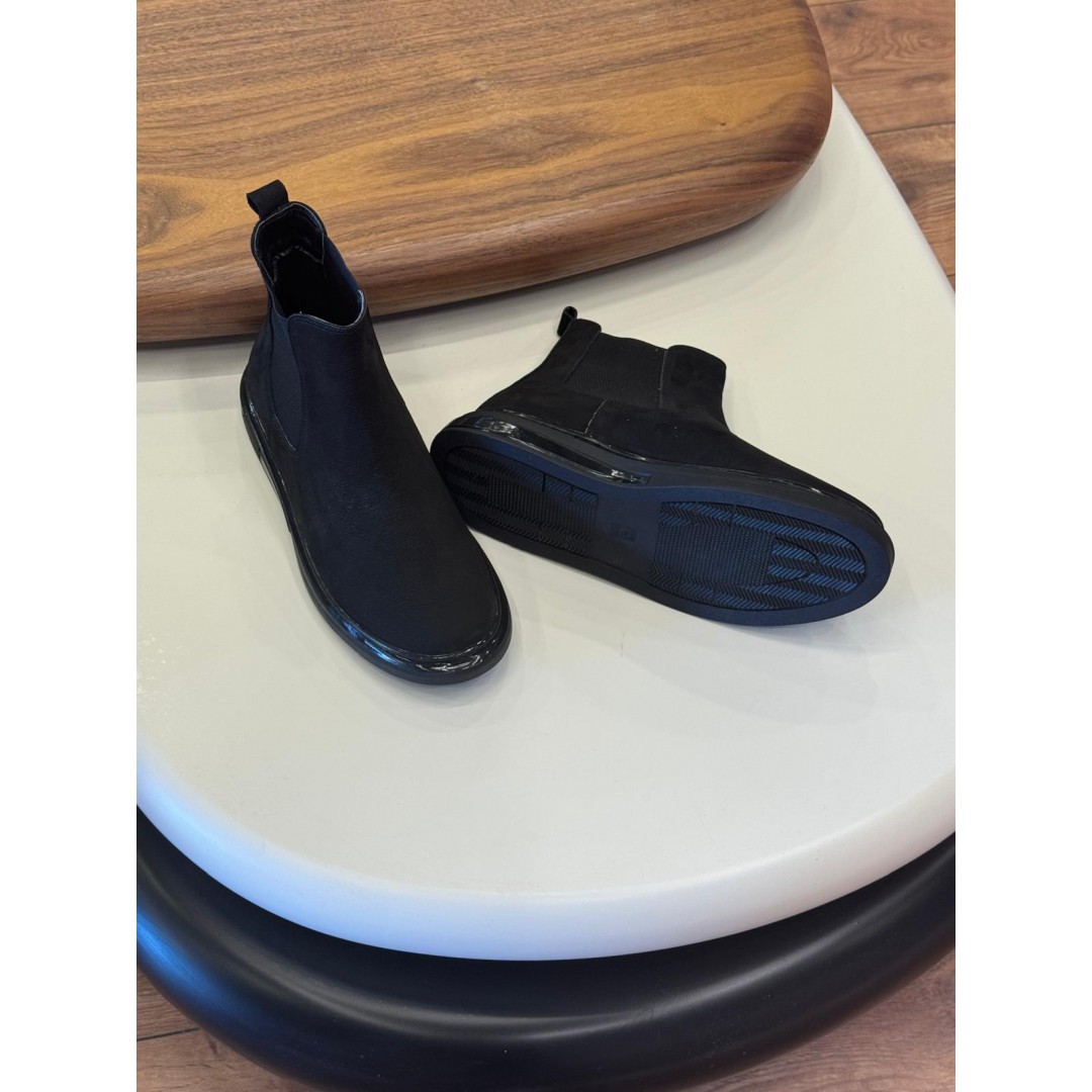 1052 Siyah Nubuk Hakiki Deri Bot