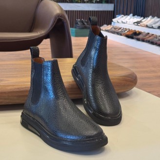 1052 Siyah  Hakiki Deri Bot