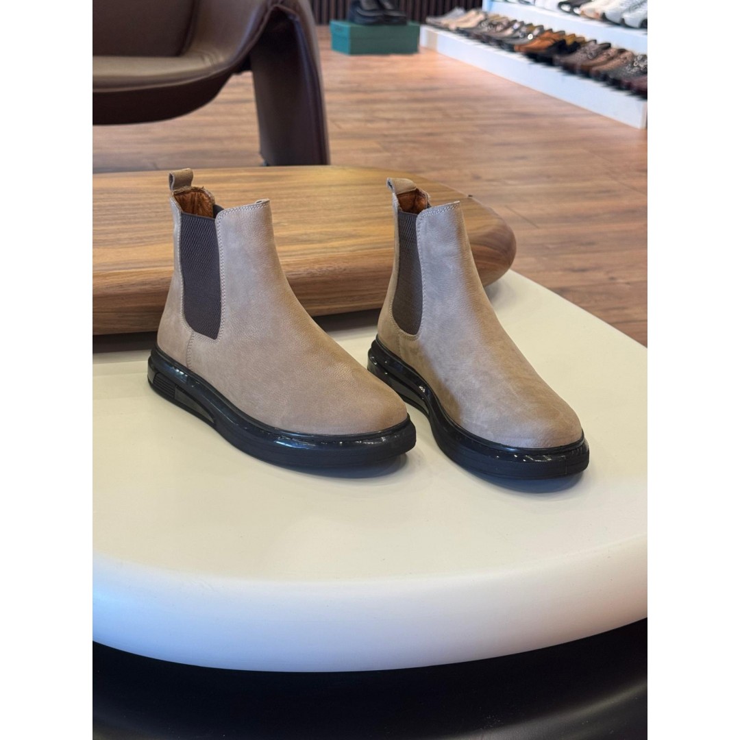 1052 Bej Nubuk Hakiki Deri Bot