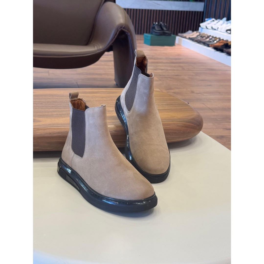 1052 Bej Nubuk Hakiki Deri Bot