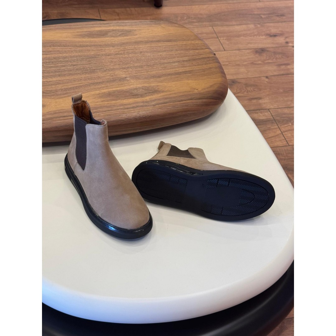 1052 Bej Nubuk Hakiki Deri Bot