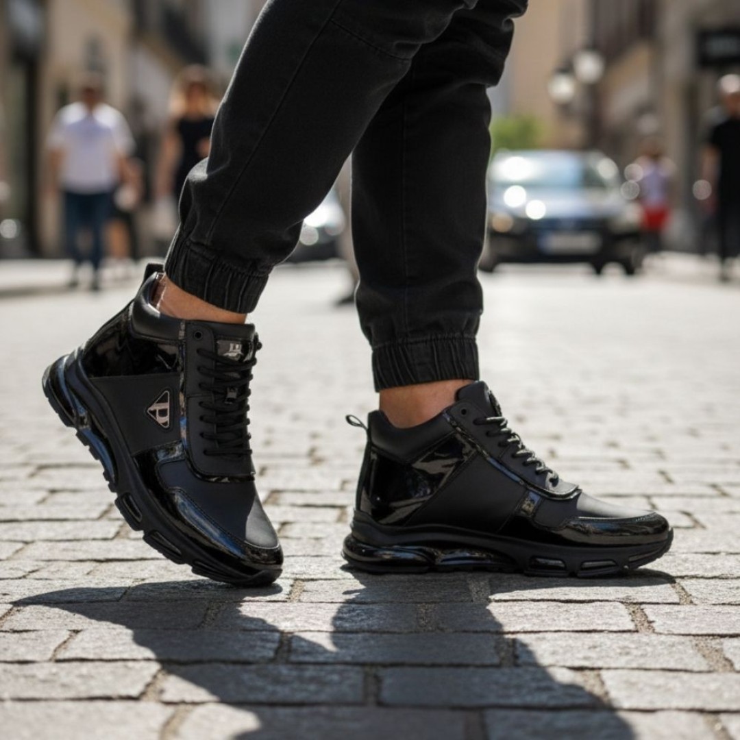 2027 Siyah Cilt Hakiki Deri Erkek Bot