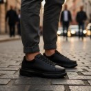 1051 Siyah Mat MQ Hakiki Deri Erkek Sneakers