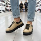1051 Bej Mat Hakiki Deri Erkek Sneakers