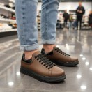 1051 Kahverengi Mat Hakiki Deri Erkek Sneakers