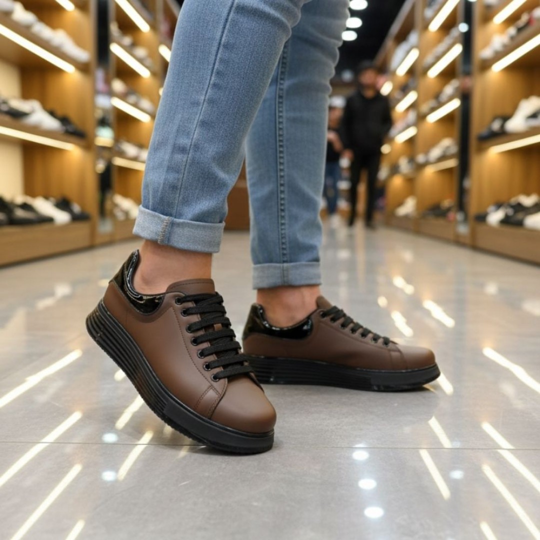1051 Kahverengi Mat Hakiki Deri Erkek Sneakers