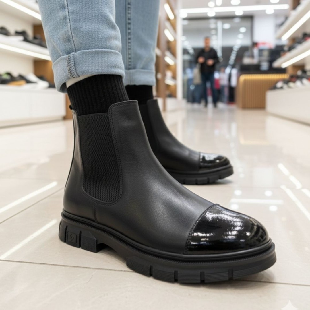 2041 Siyah Cilt Rugan Hakiki Deri Bot