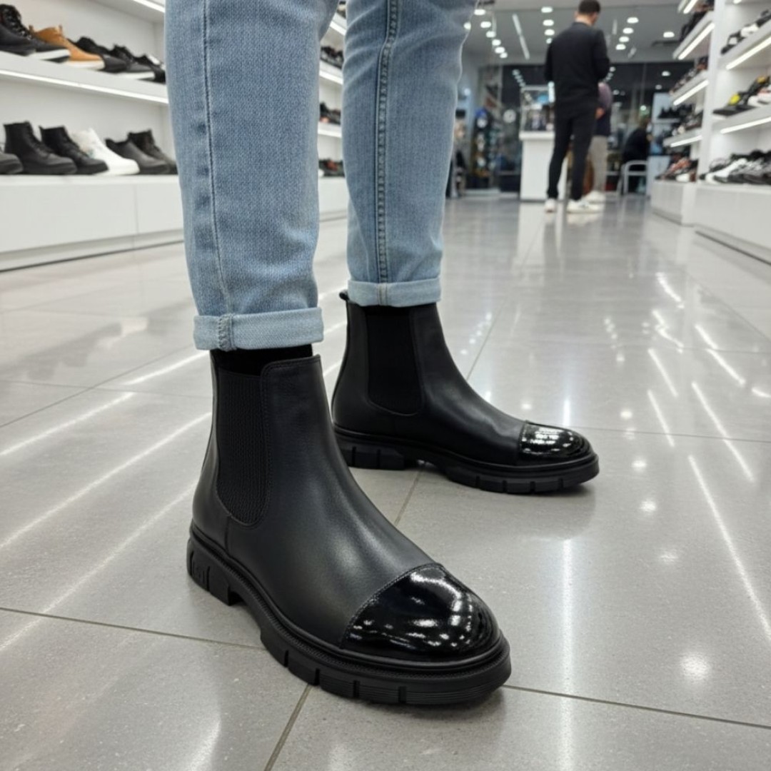 2041 Siyah Cilt Rugan Hakiki Deri Bot