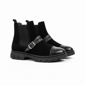 2041 Siyah Cilt Nubuk Hakiki Deri Bot