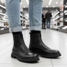 Streçli Siyah Hakiki Deri Bot