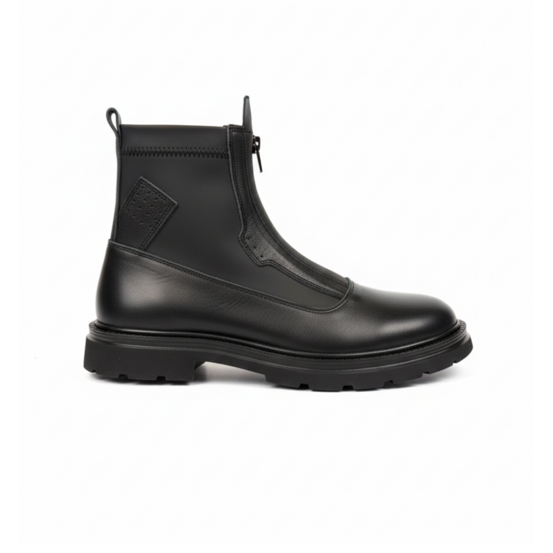 Streçli Siyah Hakiki Deri Bot