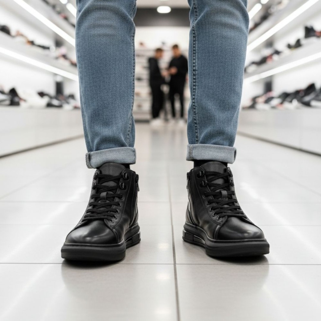 2042 Siyah Cilt Hakiki Deri Bot