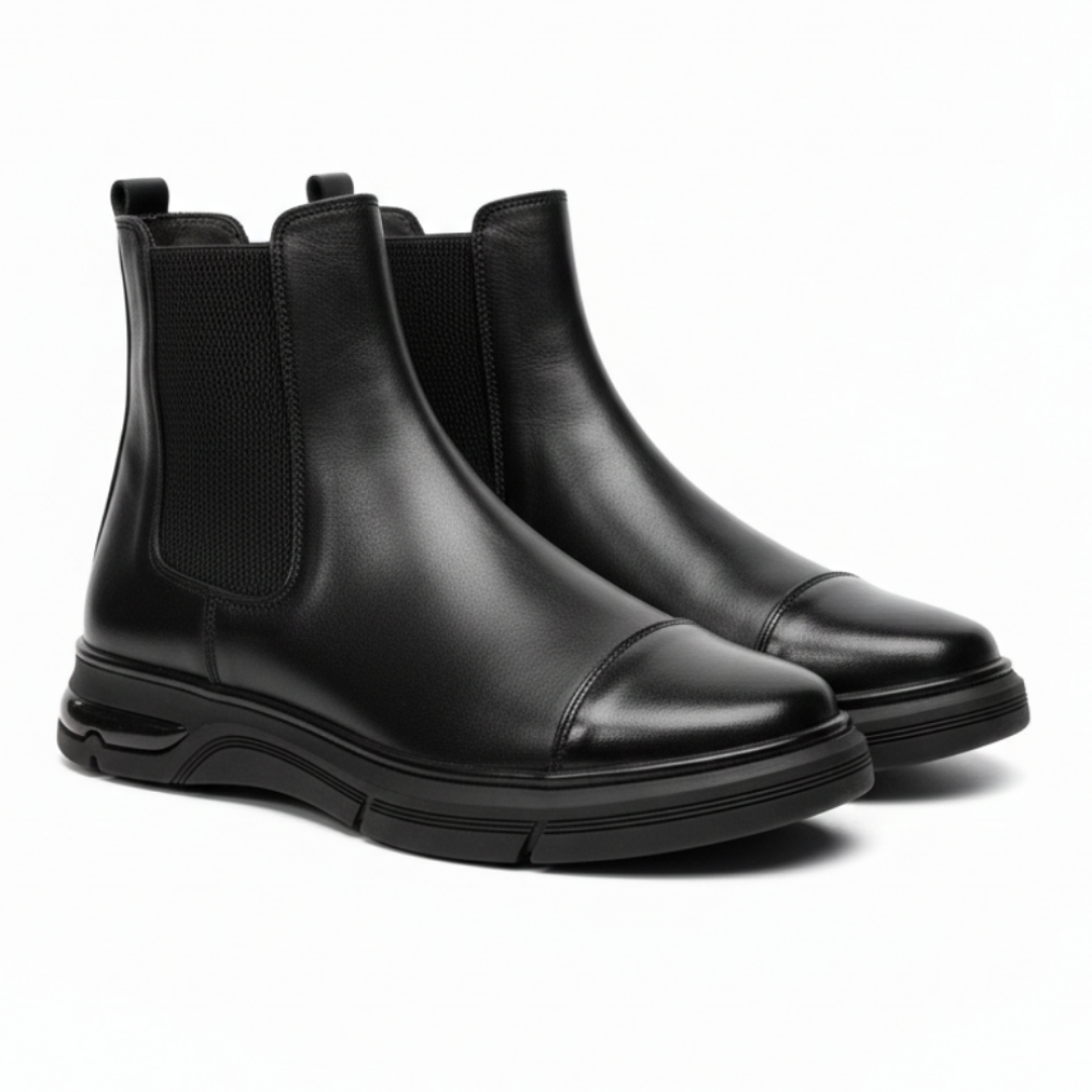 2041 Siyah Cilt Hakiki Deri Bot