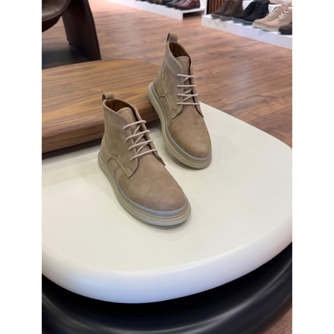 5603 Bej Nubuk Hakiki Deri Bot