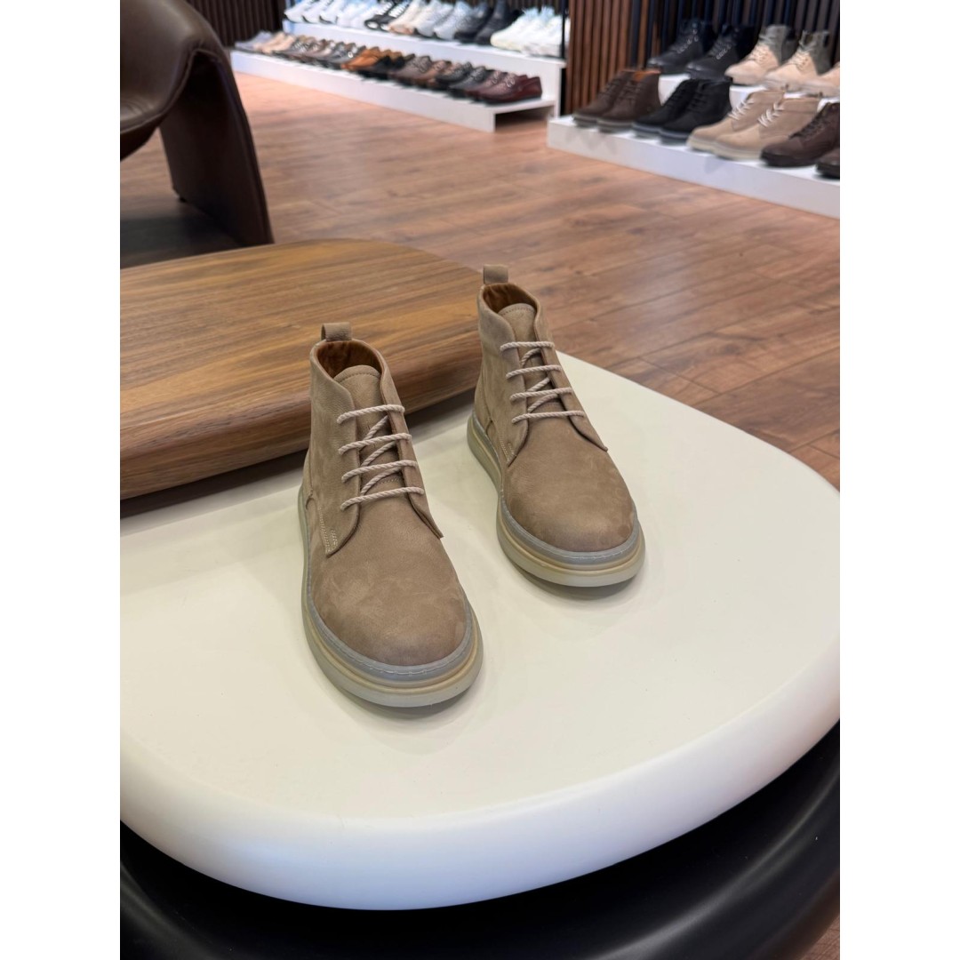 5603 Bej Nubuk Hakiki Deri Bot