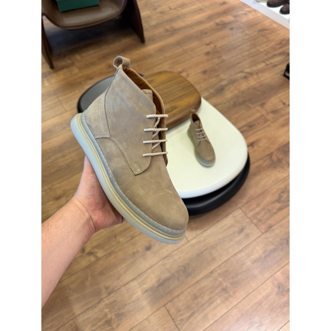 5603 Bej Nubuk Hakiki Deri Bot