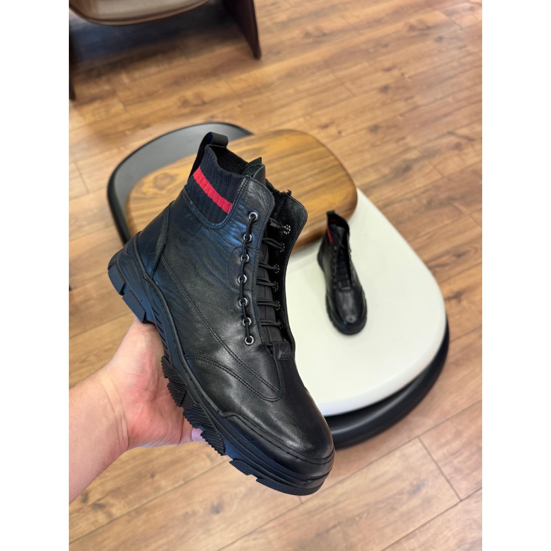 5605 Siyah Cilt Hakiki Deri Bot