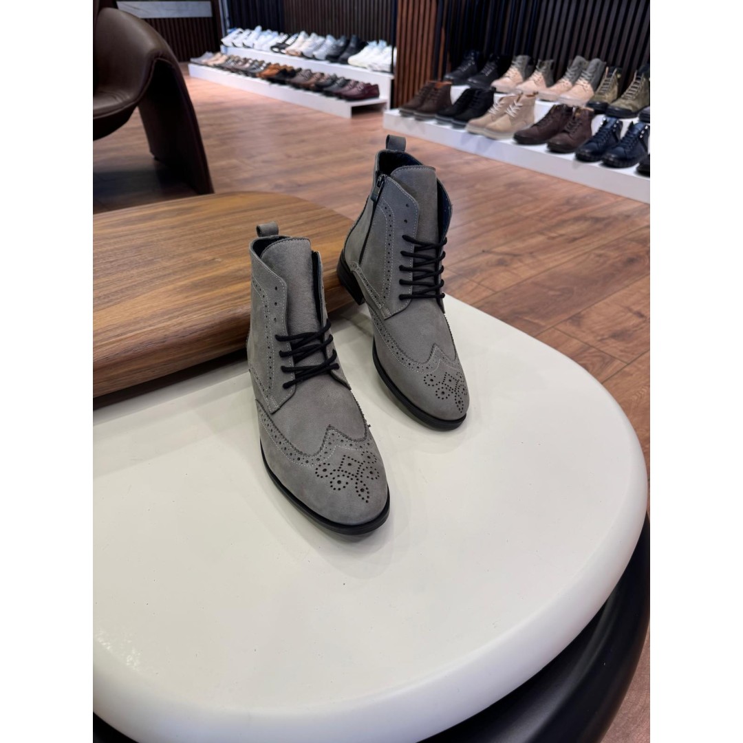 5606 Gri Nubuk Hakiki Deri Bot