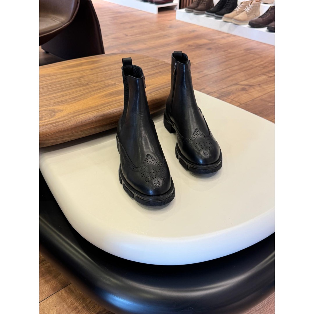 5608 Siyah Cilt Hakiki Deri Bot