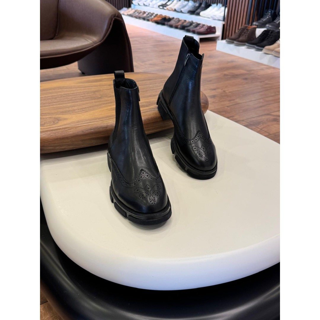 5608 Siyah Cilt Hakiki Deri Bot