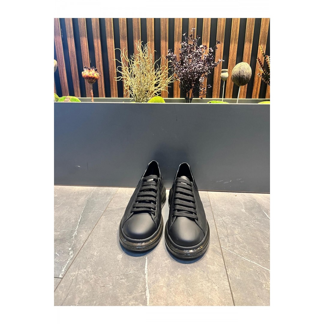 1051 Siyah Mat Boğumlu Hakiki Deri Erkek Sneakers