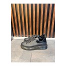 1051 Siyah Mat Boğumlu Hakiki Deri Erkek Sneakers