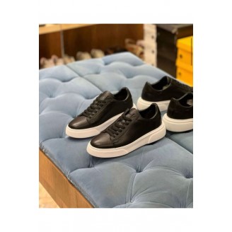 1090 Siyah Cilt Hakiki Deri Erkek Sneakers