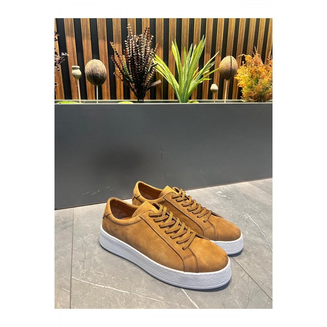 4209 Taba Nubuk Hakiki Deri Erkek Sneakers