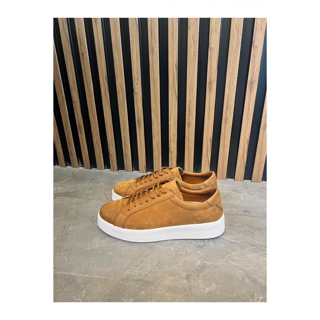 4209 Taba Nubuk Hakiki Deri Erkek Sneakers