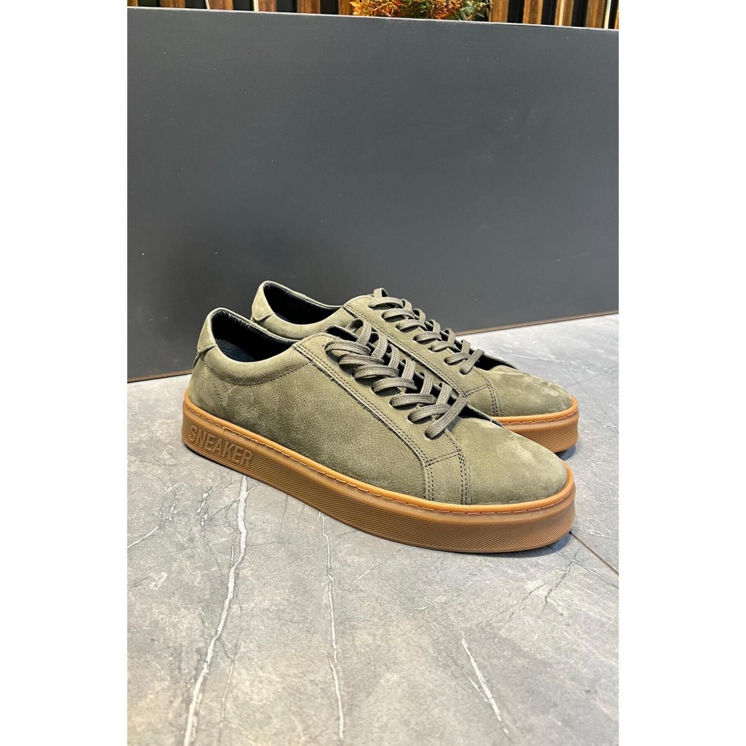 4226 Haki Nubuk Hakiki Deri Erkek Sneakers