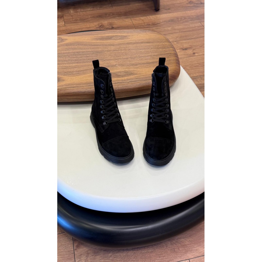 9301 Siyah Süet  Hakiki Deri Bot