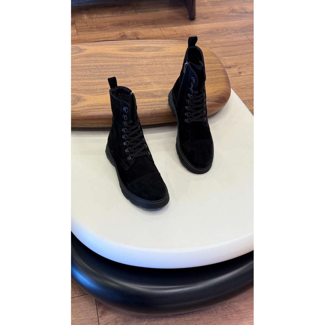 9301 Siyah Süet  Hakiki Deri Bot