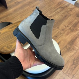 1052 Kısa Füme Nubuk Hakiki Deri Bot