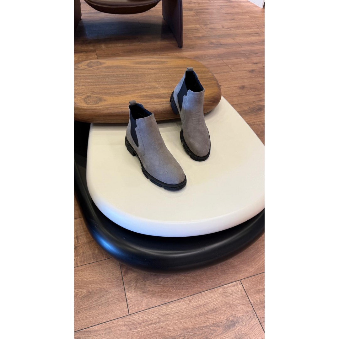 1052 Kısa Füme Nubuk Hakiki Deri Bot