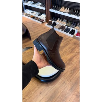 1052 Kısa Kahverengi Cilt Hakiki Deri Bot