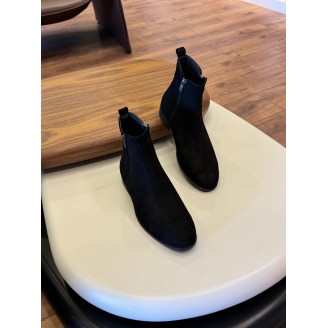 9106 Siyah Fermuarlı Nubuk Hakiki Deri Bot