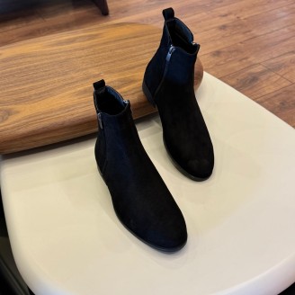 9106 Siyah Fermuarlı Nubuk Hakiki Deri Bot