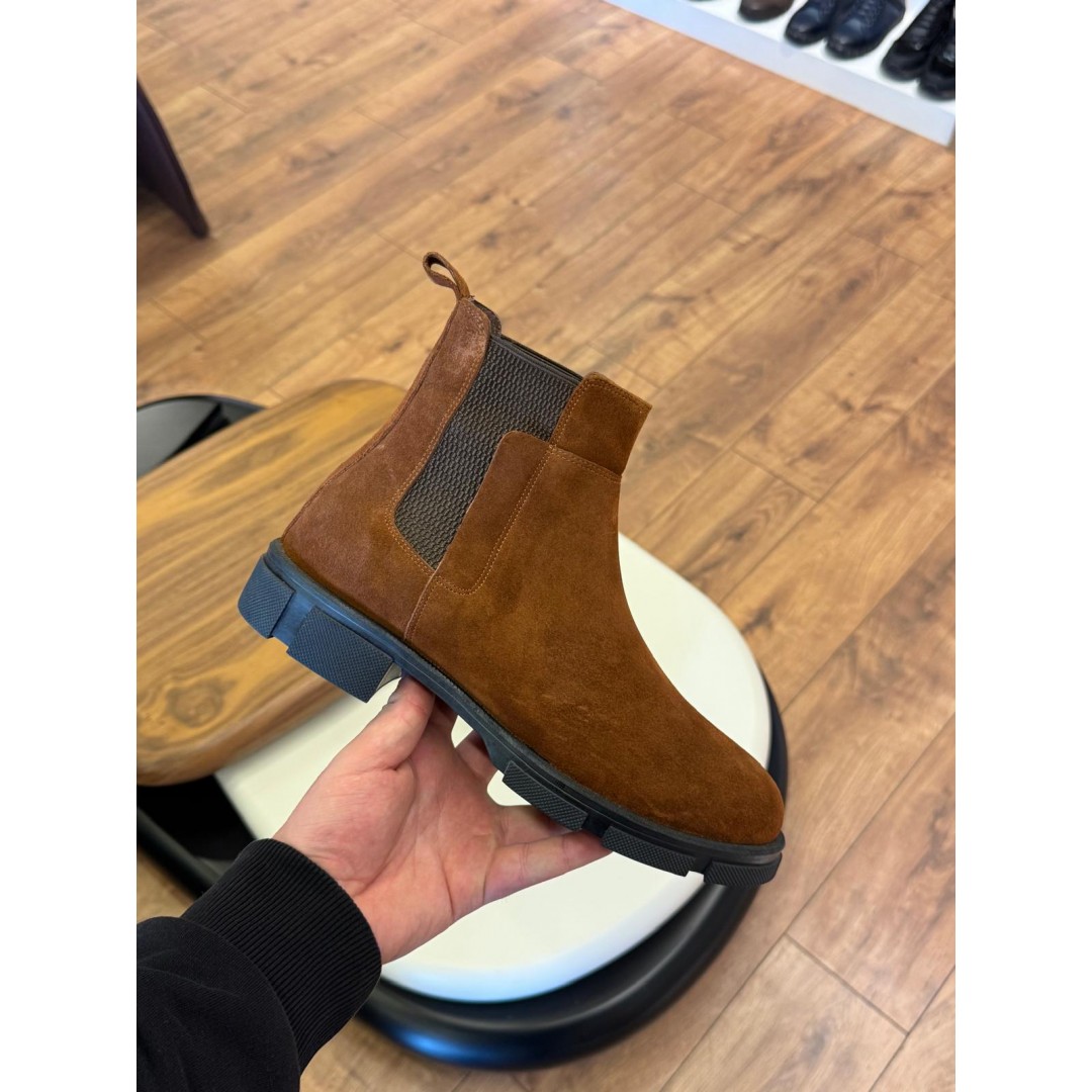 9107 Kahve Nubuk Hakiki Deri Bot