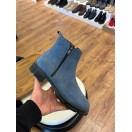 9107 Mavi Fermuarlı Nubuk Hakiki Deri Bot