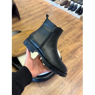 9107 Siyah Cilt Hakiki Deri Bot